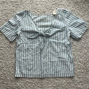 Sezane Ecru Blue Shirt